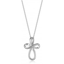 Sterling Silver Open Loop Cross Pendant Necklace 18"