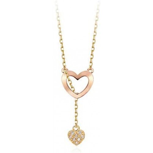 HXUJ 18K Yellow and Rose Gold Certified 0.04ct Round Natural Diamonds Cute Wedding/Romantic Jewelery and Jewelry Necklaces & Chokers Necklaces HXUJ 18K Yellow and Rose Gold Certified 0.04ct Round Natural Diamonds Cute Wedding/Romantic Jewelery and Jewelry Necklaces & Chokers Necklaces