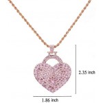Large Sized Heart Pendant Pave Heart Necklaces for Women AAA+ Cubic Zirconia Heart Pendant Necklace
