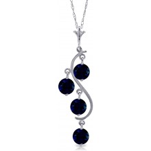 Galaxy Gold 14k 22" White Gold Natural Blue Sapphire Drop Pendant Necklace